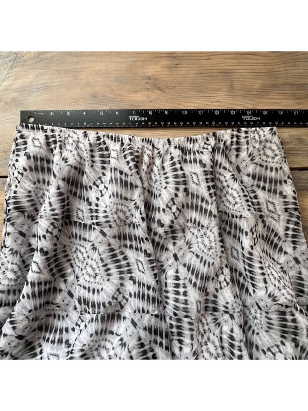 Ruby Rd. Tie Dye A-Line Midi Skirt Womens 16W Black/White Flowy Lined - Picture 5 of 7